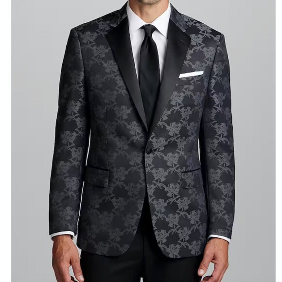 Camo Jos A Bank Dinner Jacket Bank Black Regal Fit Wool Blend Suit